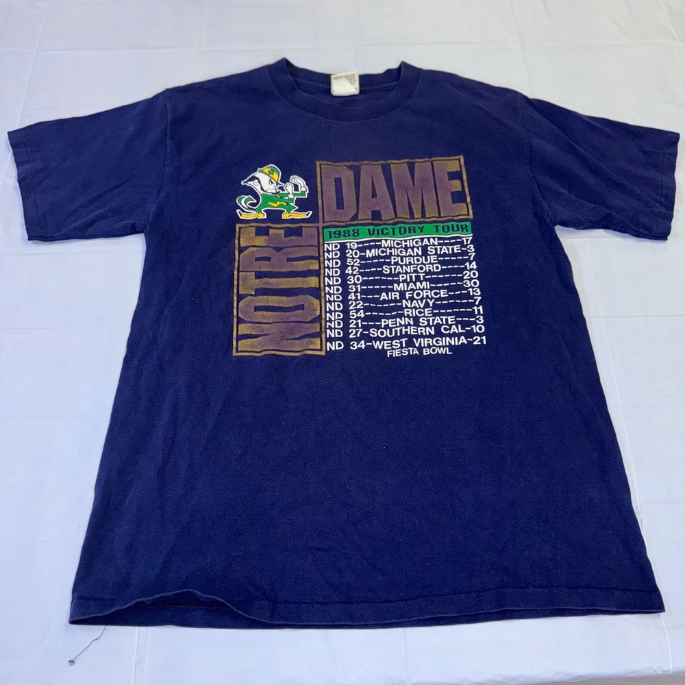 Vintage 1988 Notre Dame Fighting Irish Victory T-Shirt Nutmeg L single stitch